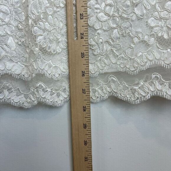 Vintage 70s Handmade Floral White Lace Embroidered Structured Jacket Coat Dress - Picture 8 of 15